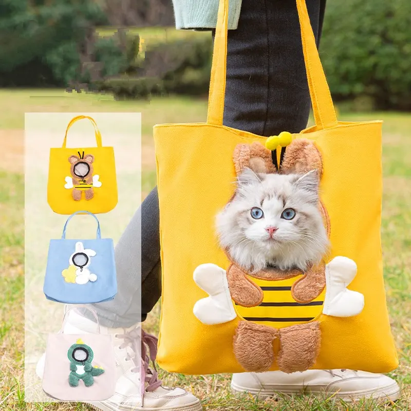 Заводская распродажа, симпатичная Холщовая Сумка для домашних животных, маленькая сумка для пчелиных кошек, сумка на одно плечо для собак, сумка-переноска для кошек