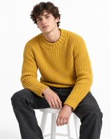 Pull en maille côtelée épaisse personnalisé pour homme, col rond, manches longues, coupe décontractée, hiver, décontracté, OEM ODM, marque privée