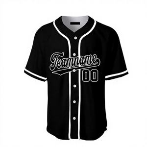 Camiseta de Béisbol Negra y Blanca Personalizada, Venta al Por Mayor de Fábrica, Estilo Americano, Manga Corta, Transpirable, Secado Rápido, Impresión por Transferencia de Calor OEM - Product Image 1