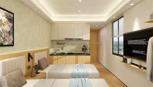 Juego de Muebles Económico y Moderno para Habitación Doble de Hotel de 3 Estrellas con 2 Camas Individuales, Mesa de Noche, Mueble para TV, Armario y Cocina para Habitación Completa - Product Image 6