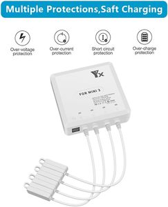מטען סוללות מרובה עבור מיני 3 פרו מיני 4 פרו, רכזת טעינה מהירה 5 ב-1 תואמת ל-4 יציאות סוללות - Product Image 2