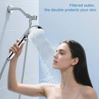 Pommeau de Douche Moderne en Chrome pour Économie d'Eau, Filtre Anti-Chlore Haute Pression pour Soins de la Peau, des Cheveux et de la Beauté
