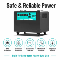 Générateur solaire robuste LiFePO4 29,2 V 2,3 kWh avec charge rapide XT90, prise marine 220 V CA 12 V, écran LCD sur roues pour chantier extérieur
