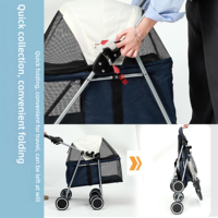 Poussette pliable pour animaux de compagnie à 4 roues, légère et respirante, grande capacité pour petits chiens et chats, camping et voyage