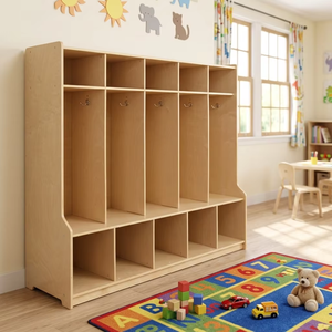 Armoire de rangement moderne en bois pour vêtements d'enfants, mobilier de garderie et d'école maternelle - Product Image 3