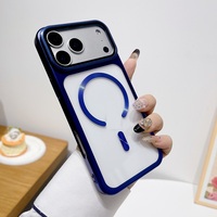 Étui transparent avec protection d'appareil photo plaquée et support magnétique pour iPhone 13 14 15 16 17 Pro Max, compatible avec la recharge sans fil