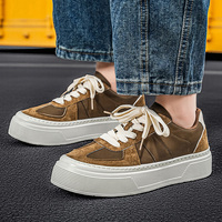 Chaussures pour hommes MJ001 en cuir, couleur unie, nouvelle collection printemps, baskets à semelle épaisse, chaussures de marche décontractées pour hommes