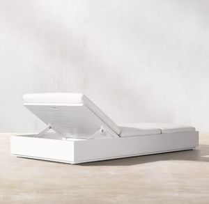 Manufacturer Pool Beach Chaise White Aluminum Garden Loungers Dual-adjustable Sun <b>Bed</b> - Product Image 2