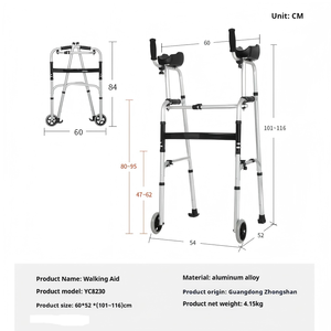 Déambulateur de qualité supérieure pour personnes âgées handicapées, pliable, durable, moderne, avec accoudoirs, plateforme debout, rollator de classe II - Product Image 6