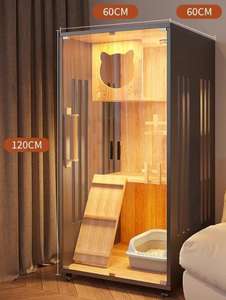 Современная Высокая деревянная вилла для кошек, квартира, Прочная Большая выставочная клетка с рисунком животных, модный стиль для домашних животных, Лидер продаж для гостиной - Product Image 3