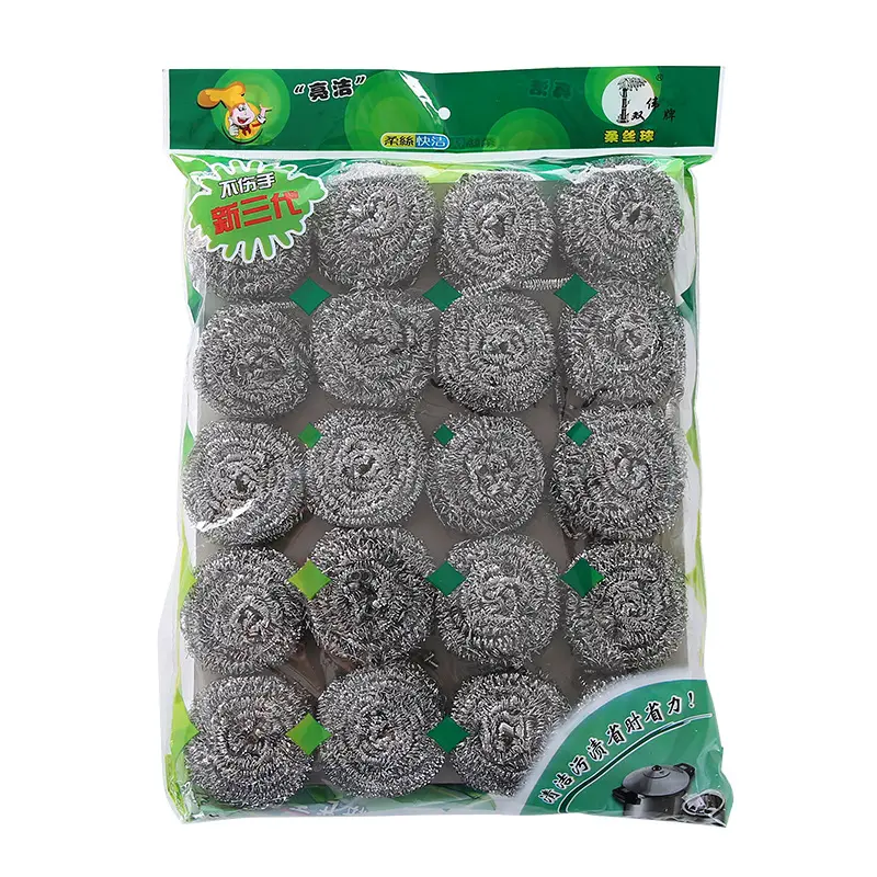 BONNO 20pcs/bag Steel Wool Scrubber Stainless Steel Scouring Pad Heavy Duty Metal Scour Sponge for Tough Kitchen Cleaning
