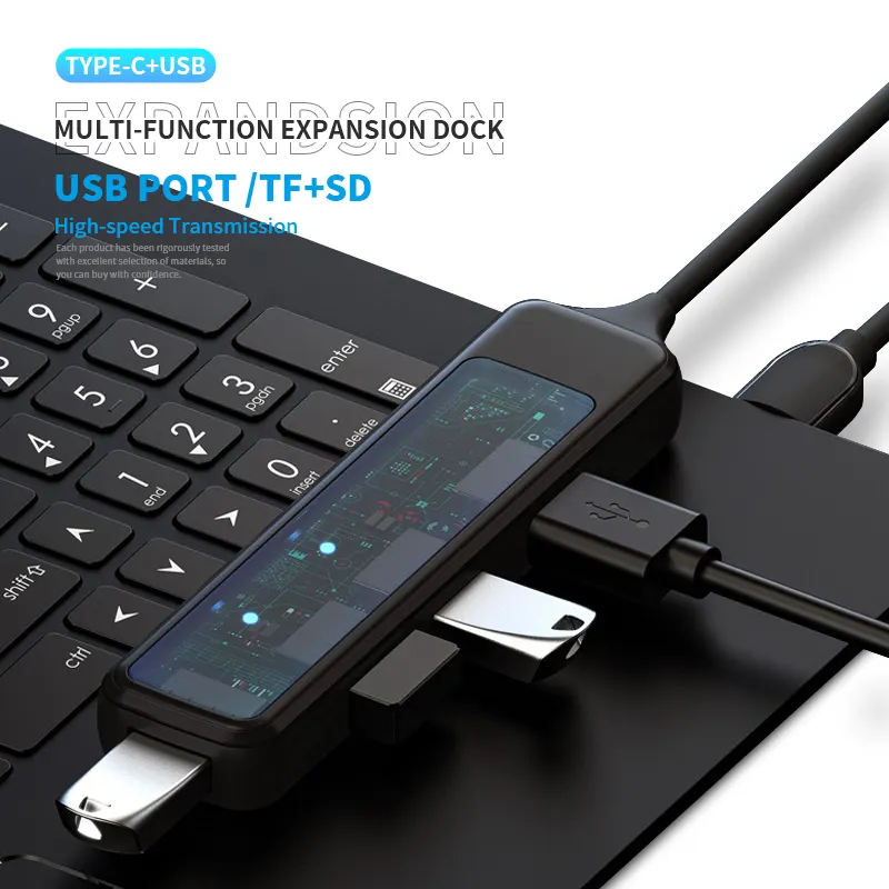 4 In 1 ABS Mini Type C / Usb Hub Usb 3.0 Extension Dock 4 Ports Hubs Connectors For Laptop Docking Station
