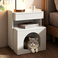 Table de chevet multifonctionnelle en bois pour humains et animaux, avec niche pour chat intégrée, rangement et nid pour chat, table d'appoint pour intérieur