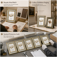 Cadre photo miroir vintage 5x7 pouces avec bord en verre biseauté et détails en laiton, pour galerie d'art, vente en gros, prêt pour l'audit OEM