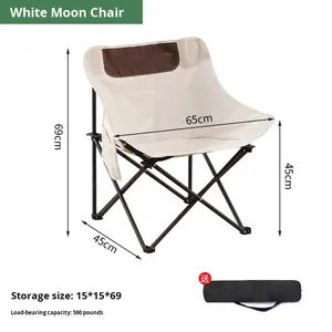 ハイバックアルミムーンチェアランプホルダー-頑丈な折りたたみ式レジャーベンチ、格納式背もたれ、屋外用オックスフォード生地 - Product Image 4