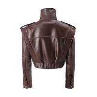 Nouvelle veste en cuir pour femme, style blouson court, en cuir d'agneau véritable grainé, à porter sur l'épaule, idéale pour les soirées