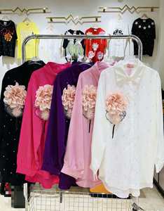 Camicette Casual da Donna con Colletto Rovesciato e Maniche Lunghe, Motivi Floreali e Diamanti, Abbigliamento Casual Cinese - Product Image 5
