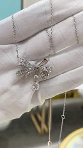 Collier Pendentif Unisexe en Argent Sterling avec Nœud Papillon Élégant et Tendance, Moissanite, Plaqué Or Rhodié, Sertissage à Griffes, Idéal pour Mariage - Product Image 6