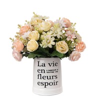 Bouquet de roses artificielles, fleurs artificielles réalistes, douces, faites à la main, style naturel, décoration pour la maison et les mariages, transfrontalier, murale HYMW81110