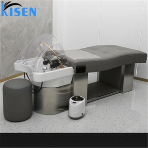 Cama de Belleza Eléctrica Kisen de 2 Motores, Cama de Masaje para Peluquería y Barbería con Lavabo de Cerámica y Base de Acero Inoxidable - Product Image 6