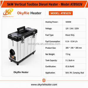 Chauffage d'appoint diesel vertical CE ROHS certifié ATB503V 5kW pour boîte à outils, triple tension 12V/24V/220V, contrôle intelligent - Product Image 2