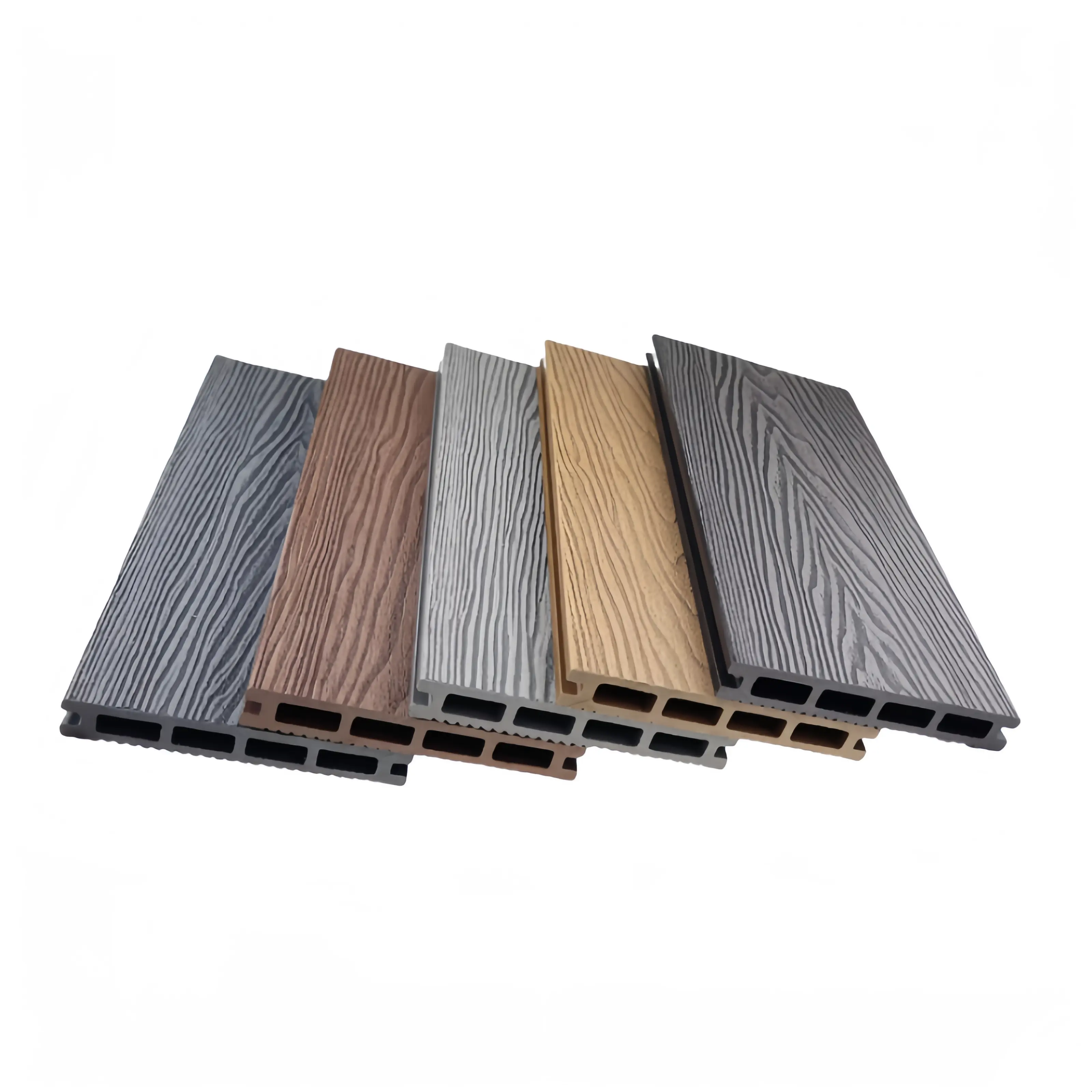 Fábrica al por mayor al aire libre profundo grabado de madera tablón de plástico WPC piso compuesto Exterior WPC cubierta compuesta