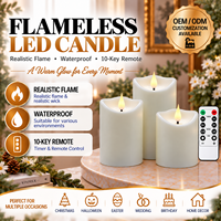 Bougies LED d'extérieur étanches en plastique, effet flamme vacillante, alimentées par piles, avec télécommande et minuterie, sans feu, finition cire simulée