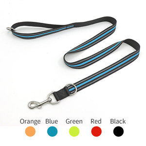 Laisse pour chien en nylon réfléchissant avec fermoir métallique, style simple rayé noir, pour chiens - Product Image 3