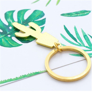 Dễ thương chậu cây xương rồng Keyring tráng men kim loại Keychain cho túi xách quyến rũ Mặt dây chuyền trang sức phụ kiện cây xương rồng cây keychin - Product Image 5