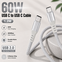 Câble USB 2.0 Type-C 1,2 m 60W PD 5A Charge Rapide Câble de Synchronisation de Données Tressé en Nylon pour Téléphone Ordinateur Portable Batterie Externe OEM ODM