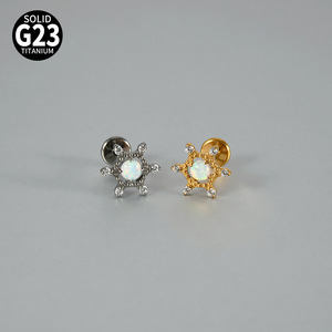 <span class=keywords><strong>Piercing</strong></span> F136 G23 en Titane Exquis avec Opale Flocon de Neige et Zircon Cubique Incrusté, à Filetage Interne, à Dos Plat, pour Oreille, Lèvre, Nez, Bijou de <span class=keywords><strong>Piercing</strong></span>, Cadeau de Fête - Product Image 1