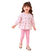 Vêtements pour enfants européens et américains 2026, tenue d'automne à manches longues pour filles, ensemble mignon à fleurs en deux pièces