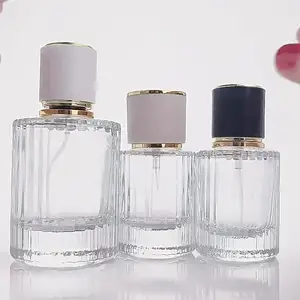 Prix de gros bouteille de parfum 30ml design dégradé couleur bouchon de bouteille en verre couvercle bouteilles en verre cylindrique pour parfum