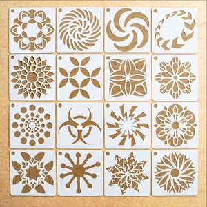 16 pochoirs en PVC réutilisables pour bricolage (6x6 pouces) pour la peinture <span class=keywords><strong>sur</strong></span> les murs, les sols, les carreaux, le <span class=keywords><strong>bois</strong></span>, les meubles, les tissus - Product Image 2