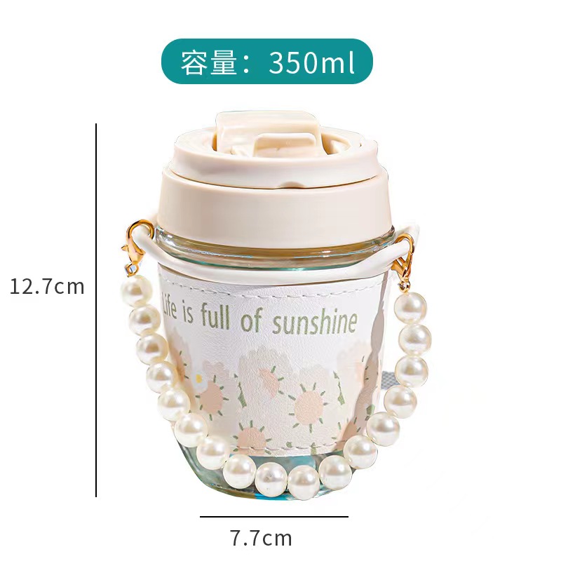 Taza + Tapa de taza + Pulsera de perlas