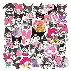 50Pcs Cute Cartoon Family Kitty Kuromi My Melody Stickers etichetta per ragazza Notebook diario bottiglia bagagli Sticker