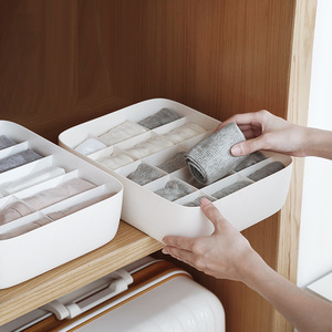 HeDou Underwear <b>Storage</b> Box Plastic <b>Stackable</b> With Lid And Compartments For Socks Bra <b>Drawer</b> Type White - Product Image 4
