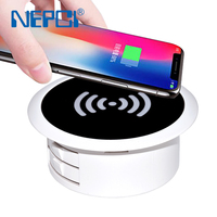 Prise de charge sans fil de bureau NEPCI XJY-DC-03-15W, chargeur de téléphone portable intégré, PD 3.0 QC3.0 5V/3A, PC ignifuge