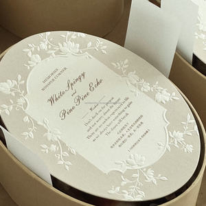 Cartes d'invitation de mariage personnalisées en relief 3D avec impression Vanille, sur papier coton grand format, design personnalisé, impression typographique - Product Image 2