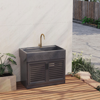 Beauté de qualité directe d'usine exclusive combinée évier extérieur moderne de lavage de main en pierre de marbre pour des jardins de villa