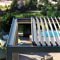 Store banne coulissant rétractable pour terrasse extérieure, pergola, protection imperméable contre la pluie, éco-responsable, avec bande LED solaire en aluminium