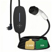 Chargeur EV portable 3,5 kW, type 2, type 1, compatible GB/T, 16A, 32A, câble de charge EV réglable, contrôle intelligent par application