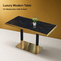 Luxuriöses Modernes Goldenes Edelstahl-Restaurantmöbel-Set, Pflegeleichter Esstisch für Café, Bistro, Bar und Restaurants
