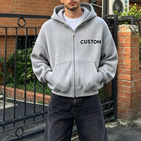 Sweat à capuche en maille gaufrée vierge de haute qualité, avec logo personnalisé imprimé, épais 420 g/m², zippé, coupe oversize, streetwear décontracté pour homme