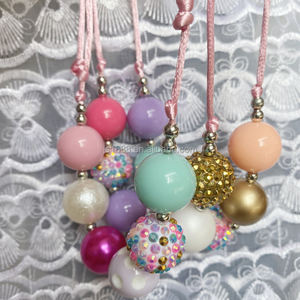 Collar grueso de diamantes de imitación de Color caramelo Pastel para niños, collar bonito con abalorios para niñas pequeñas, collar de cuentas de <span class=keywords><strong>chicle</strong></span> de 20mm - Product Image 6