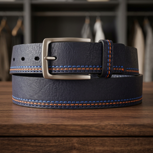 Ceinture en cuir de vachette pour homme, style vintage, avec boucle rectangulaire en acier, imperméable, durable, écologique, robuste, tendance, personnalisable - Product Image 1