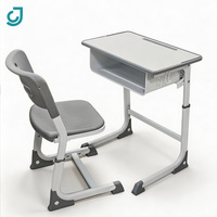 Ensemble chaise et bureau d'étude réglables en hauteur pour étudiants, table de classe avec tiroir de rangement pour livres, mobilier scolaire stable en métal