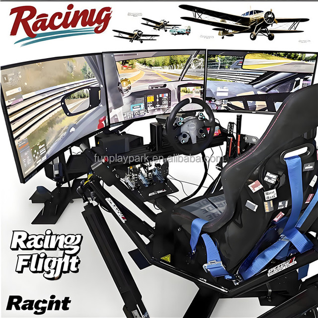 3DOF-6DOF 3-Screen Fiberglass Metal Racing Car Simulator for Indoor/Outdoor Use Customizable Size Weight Adult Sim Racing School