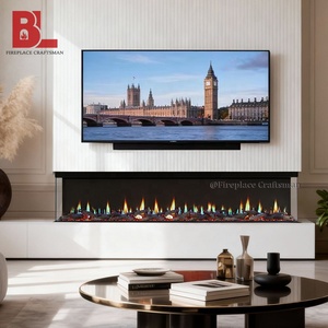 Chimeneas Decorativas Virtuales 3D, <span class=keywords><strong>Chimenea</strong></span> Eléctrica Moderna con Pantalla LCD, WiFi, Holográfica, Lineal, de 3 Lados, para Montar en la Pared - Product Image 1