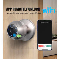 Serrure de porte intelligente WAFU en alliage d'aluminium noir/nickel, déverrouillage par empreinte digitale, mot de passe, carte-clé, application Tuya, WIFI, pour porte de 35-55 mm